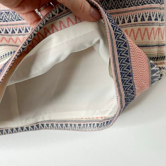 Loft Women's Mini A-Line Skirt 2 Textured Tapestry Striped Pink & Blue Lined - Picture 3 of 6